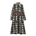 Printed shirt style waistband dress