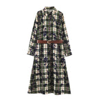 Printed shirt style waistband dress