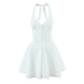 Deep V-neck chic back strap dress