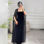 Velvet Backless Sequined Evening Dress
