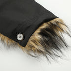 Men's  Casual Padded Jacket Button Closure Fur Trim Stand Collar Loose Fit Short Coat