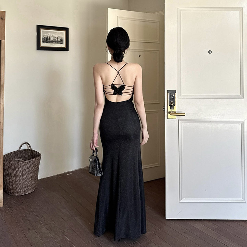 Sexy lace patchwork camisole evening dress for women