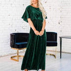 Romantic New Spring Summer Short Sleeve Sexy Elegant Velvet Round Neck Dress with Fashion 3D Decoration