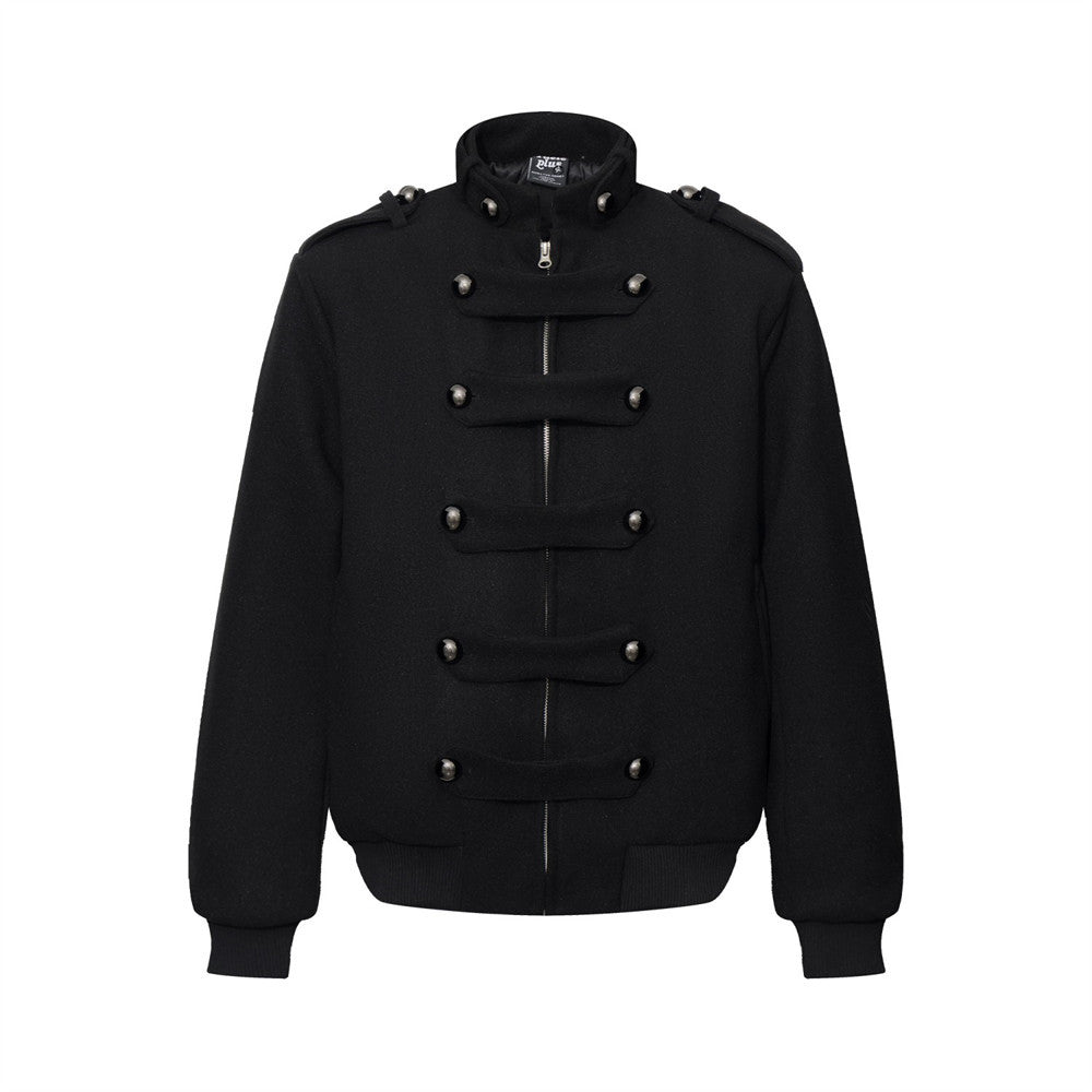 Men's Streetwear Double-Breasted Stand Collar Padded Jacket Oversized Casual Coat