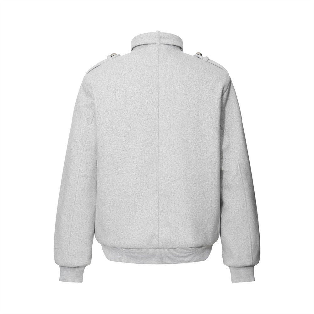 Men's Streetwear Double-Breasted Stand Collar Padded Jacket Oversized Casual Coat