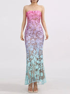 Floral Embroidered Tube Maxi Dress