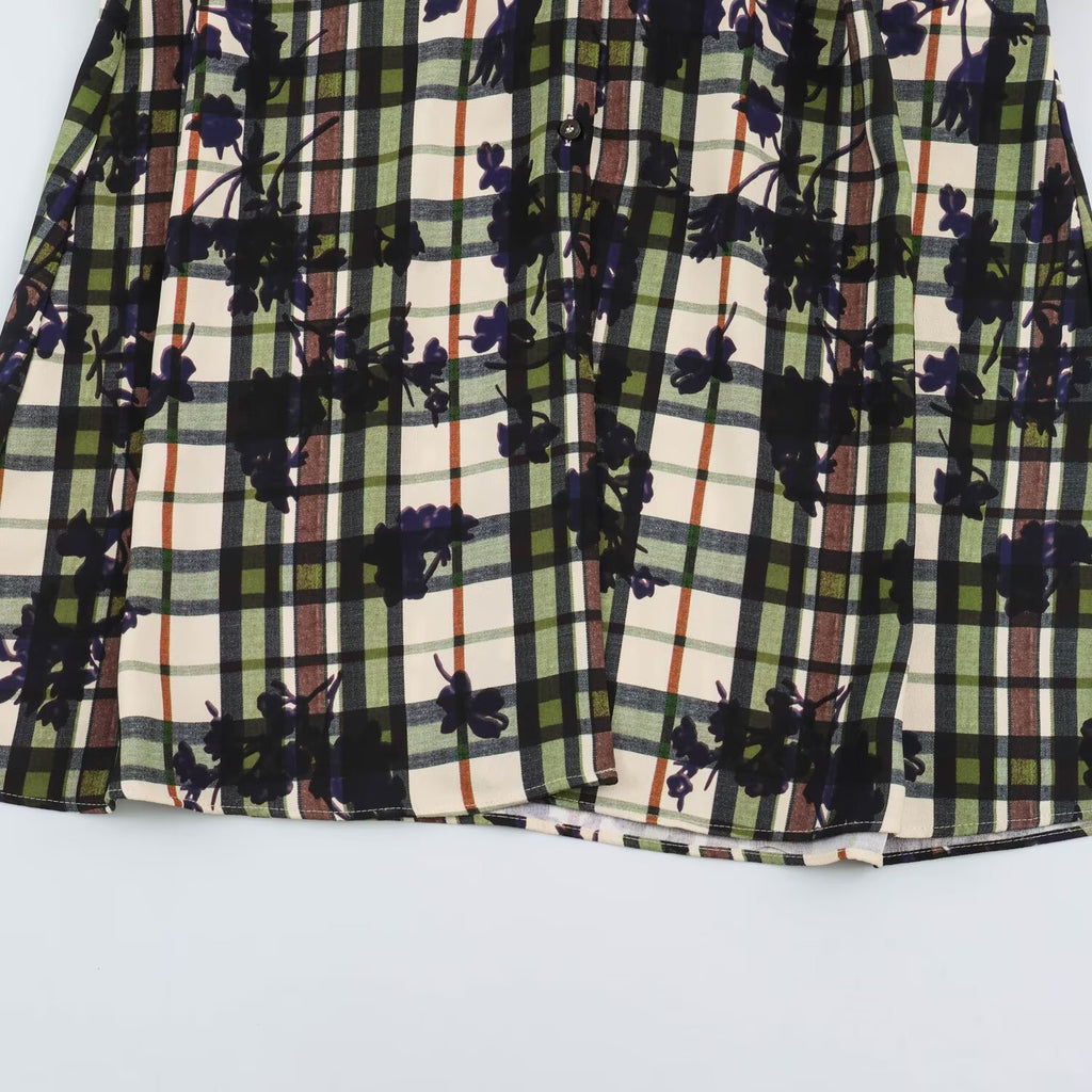 Printed shirt style waistband dress