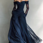 Mesh strapless long dress