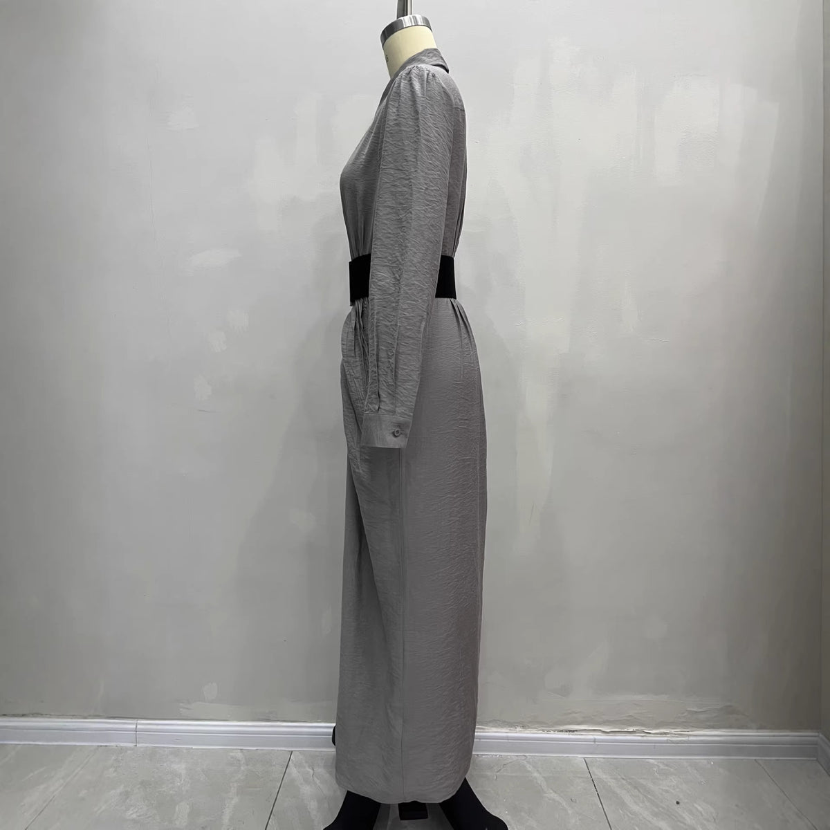 Collar breasted shirt dress with waistband dress