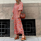 Bohemian Print Long Sleeve Maxi Dress for Women Fashion Spring Style Flowy Long Dress