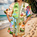 Women's Dress Printed Shirt Dress Casual Versatile Open Front Dress
