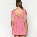 Casual Tie-Back Vest V-Neck Short Dress for Women