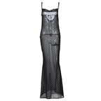 Suspender Dress Mesh Back Lace-Up