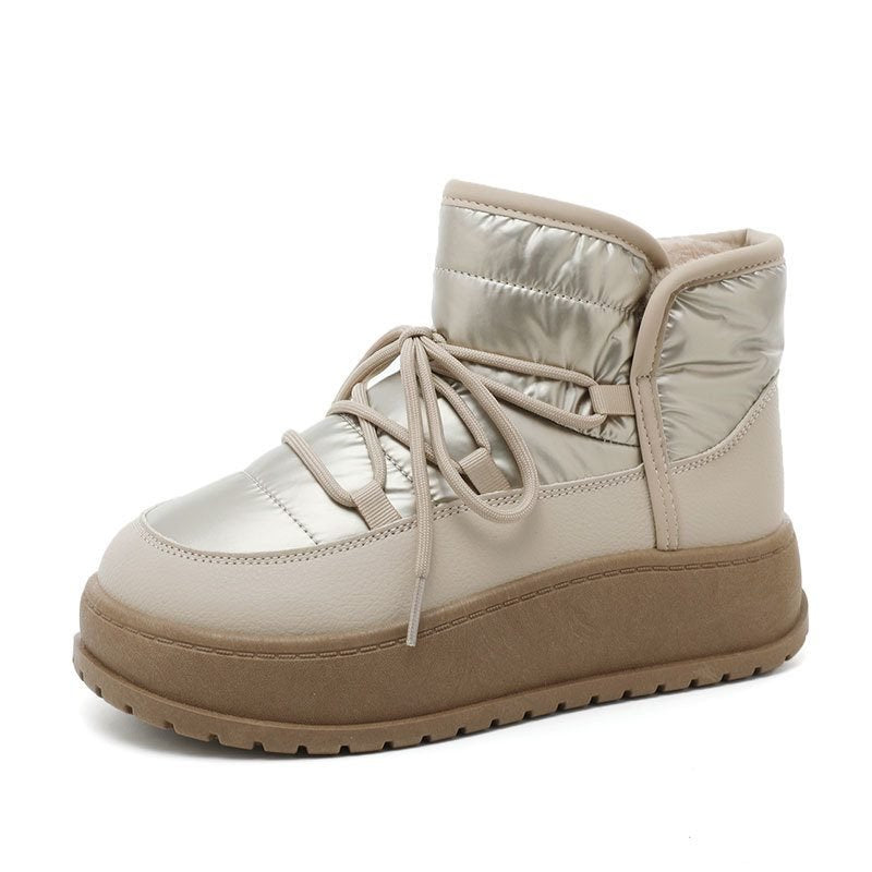 Women's Shoes New Winter Warm Fleece Lined High Top Thick Sole Elevated Cotton Shoes
