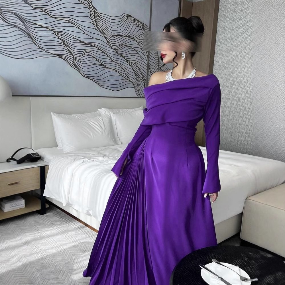Sexy Off-the-Shoulder Pleated Evening Dress for Women