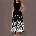 Printed Sleeveless Loose Round Neck Simple Elegant Dress