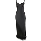 Satin Open Back Slit Long Dress
