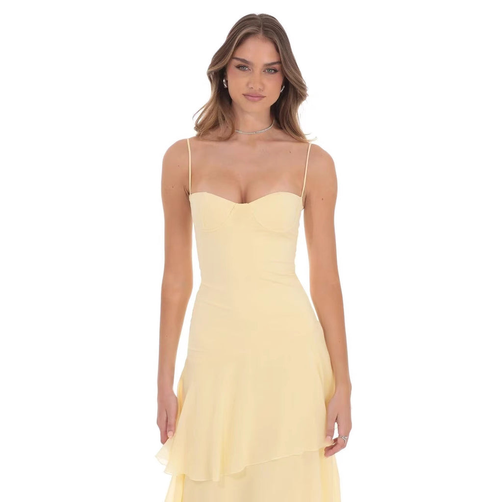 Style Strapless Tie-Back Casual Elegant Maxi Dress for Women
