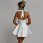 Deep V-neck chic back strap dress