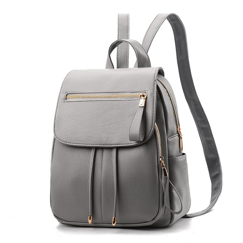 Soft leather backpack travel bag