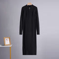 Half zip half high neck mid length skirt