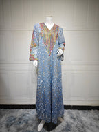 Embroidered Evening Dress with Applique Patchwork Dress