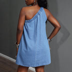Sleeveless loose denim dress