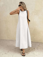 New popular solid color summer new vest long dress