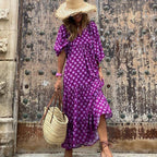 Bohemian Print Long Sleeve Maxi Dress for Women Fashion Spring Style Flowy Long Dress