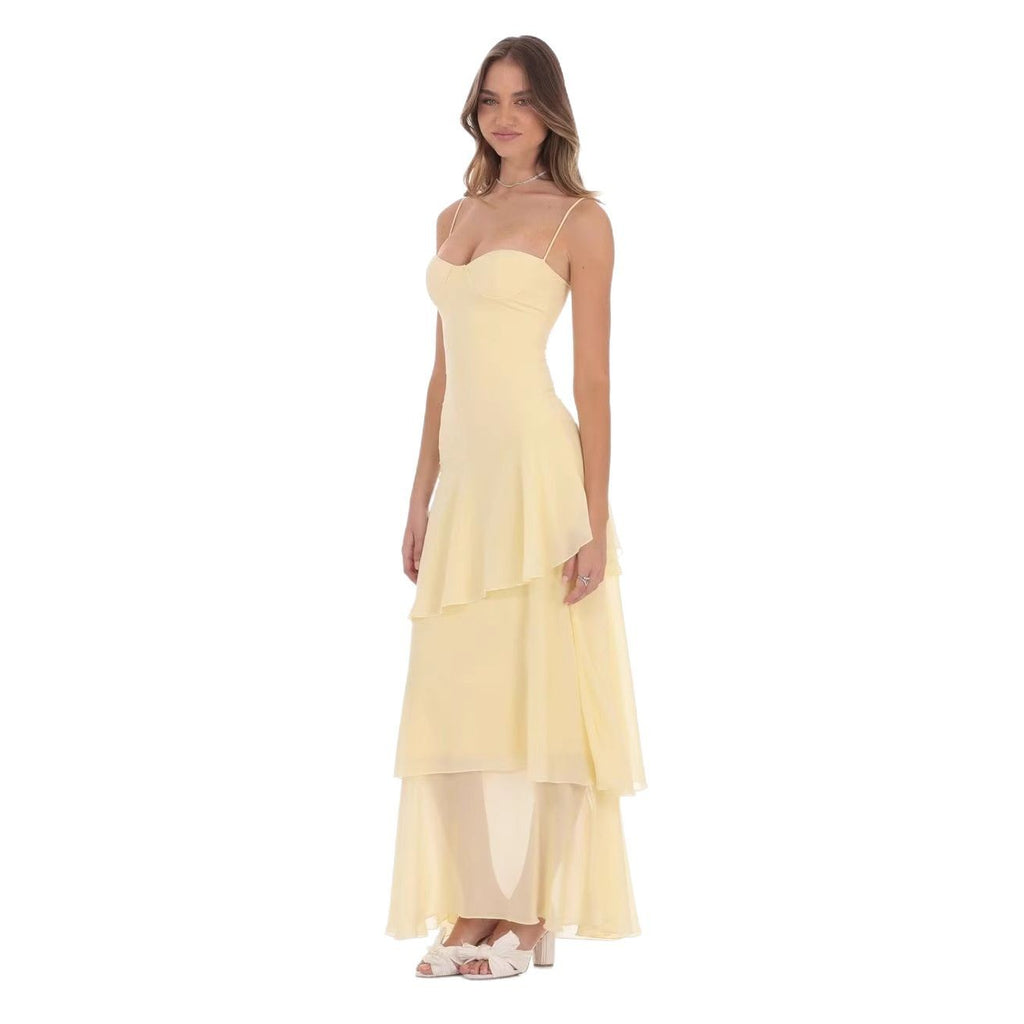 Style Strapless Tie-Back Casual Elegant Maxi Dress for Women