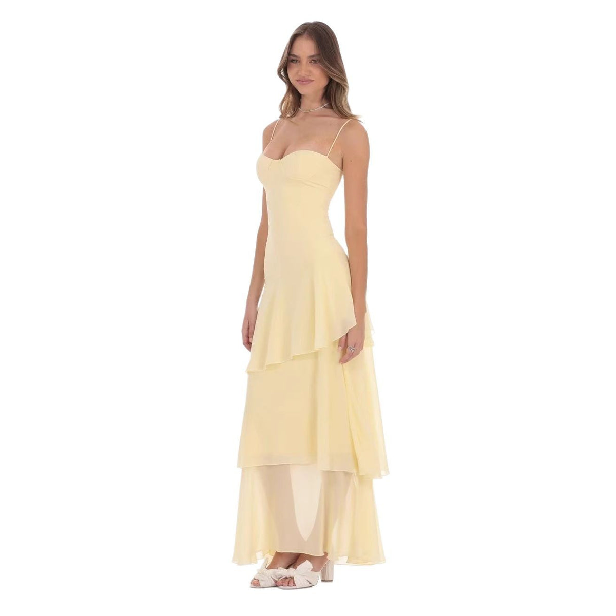 Style Strapless Tie-Back Casual Elegant Maxi Dress for Women
