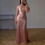 Sexy Mesh Pleated Evening Dress