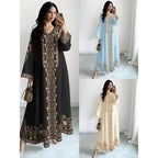 Women's Plant Flower Printed Fashion Casual Loose Horn V-neck Long Dress for Women