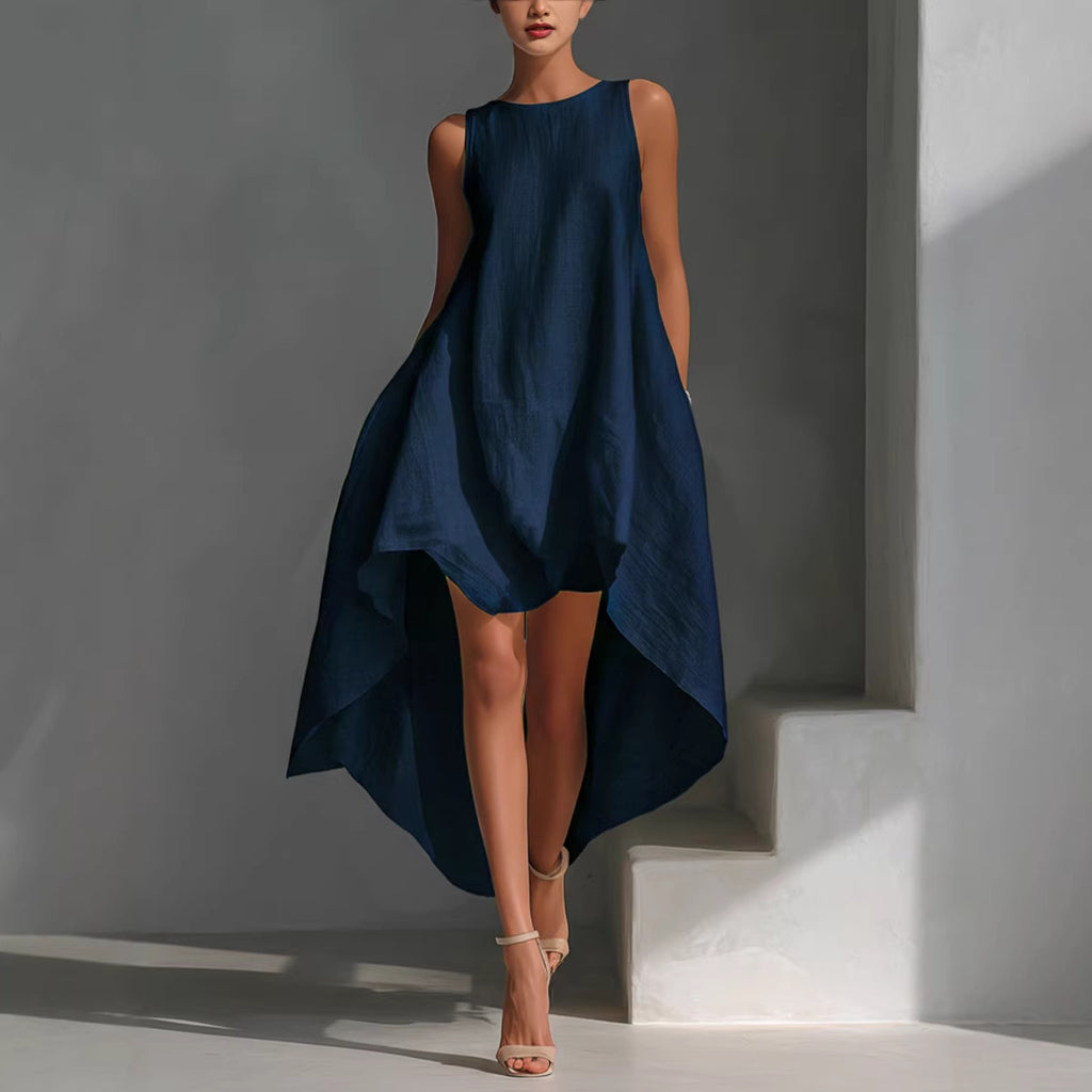 Long Dress for Women Sleeveless Casual V Front Short Back Long Design