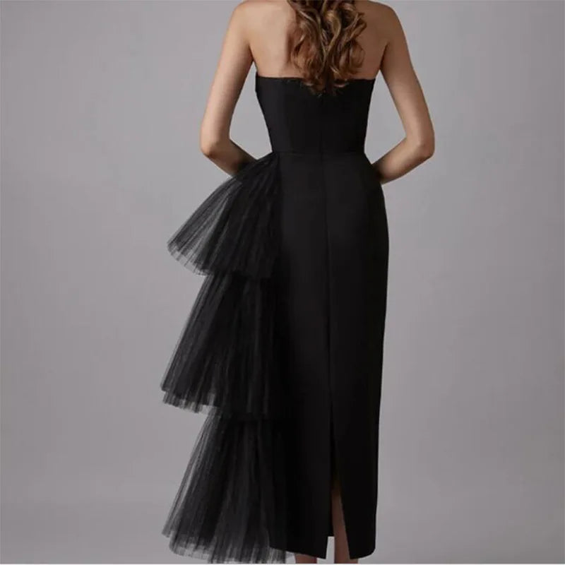 Bandage dress new high waisted dinner dress strapless mesh dress