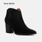 Autumn and Winter New Martin Boots Women's Fashion Suede Short Boots Thick Heels Boots Large Size