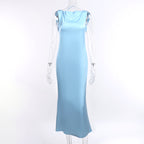 Open Back Diamond Chain Long Dress