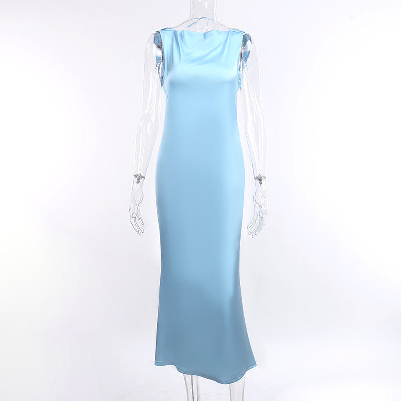 Open Back Diamond Chain Long Dress