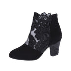 Lace Mesh High-Heeled Sandals Women European and American Style Round Toe Chunky Heel Roman Sandals Wholesale