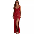 Shiny Sequin Strapless Evening Dress