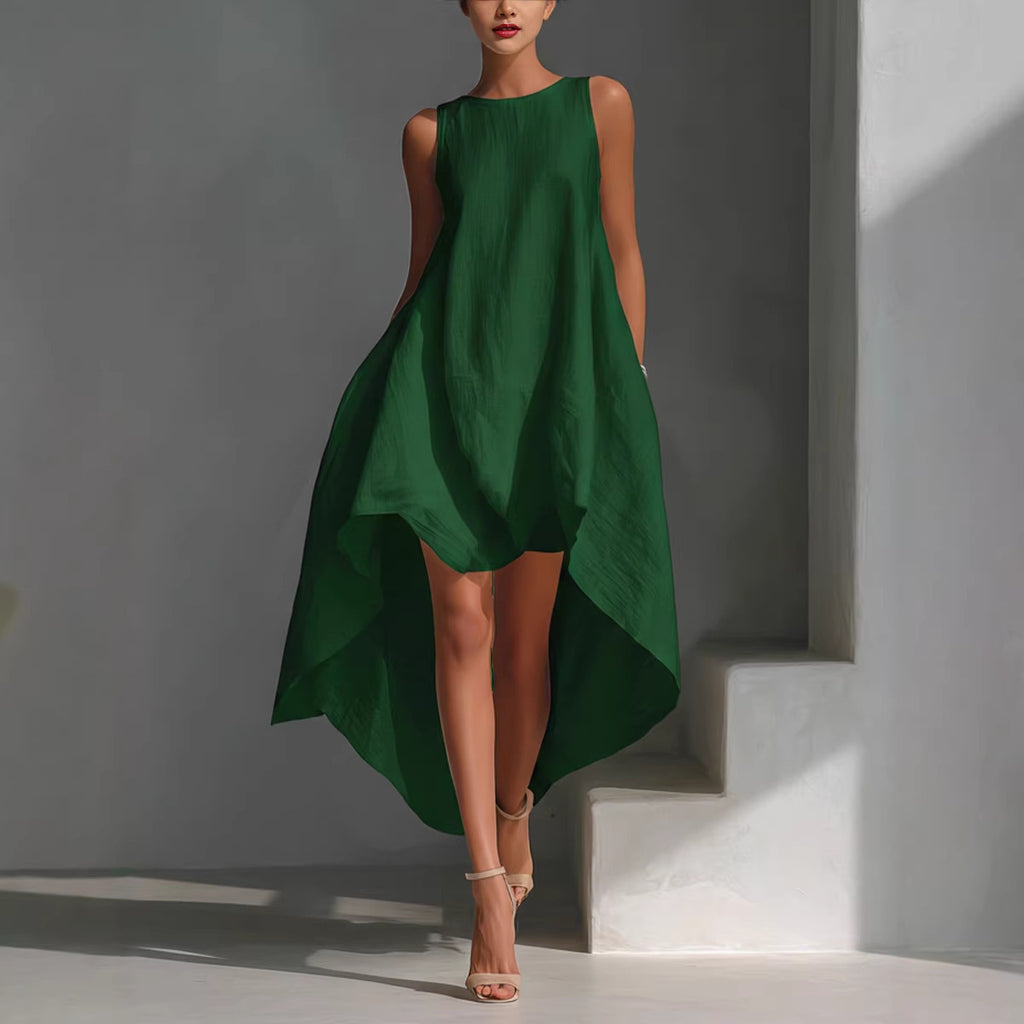 Long Dress for Women Sleeveless Casual V Front Short Back Long Design