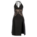 Style Lace Spliced V-neck Tie-back Strap Bodycon Dress