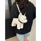 Women's Exquisite Cartoon French Bulldog Print Creative Color Block Small Square Bag Artsy Single Shoulder Crossbody Handbag