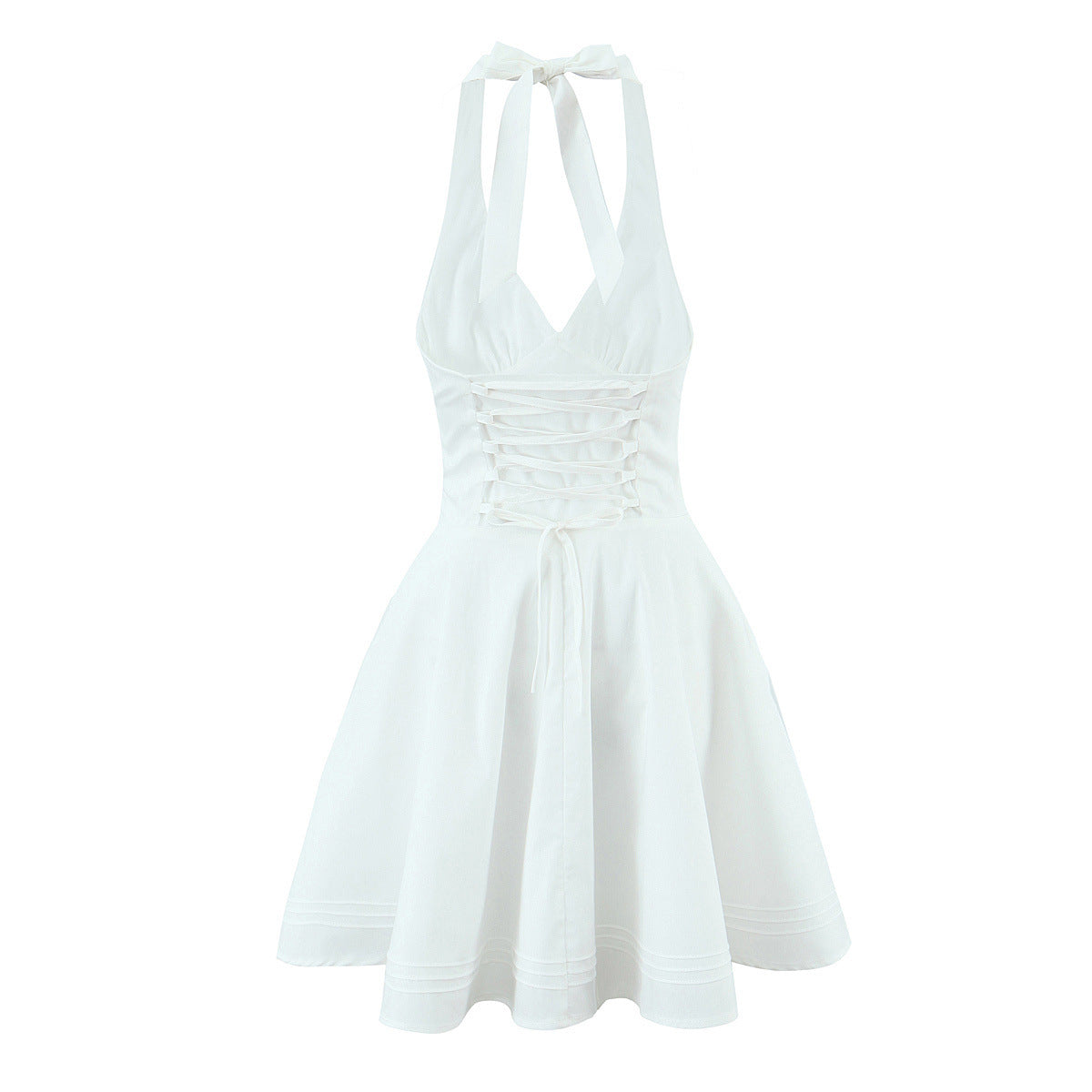 Deep V-neck chic back strap dress