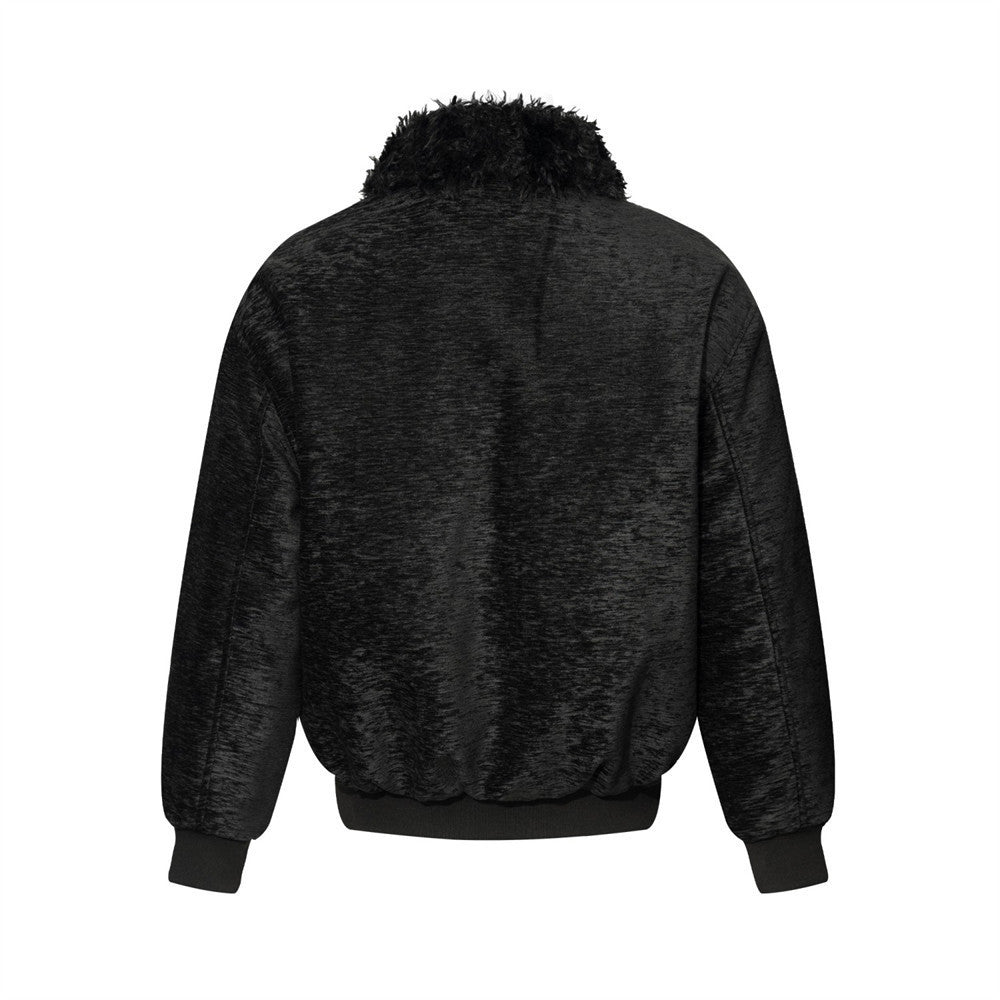 Casual Men's Loose Fit High Collar Fur Trim Cotton Padded Baseball Jacket