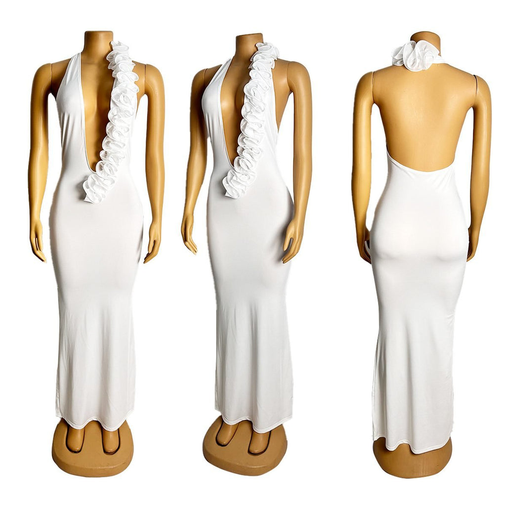 Off-the-Shoulder Backless Evening Dress