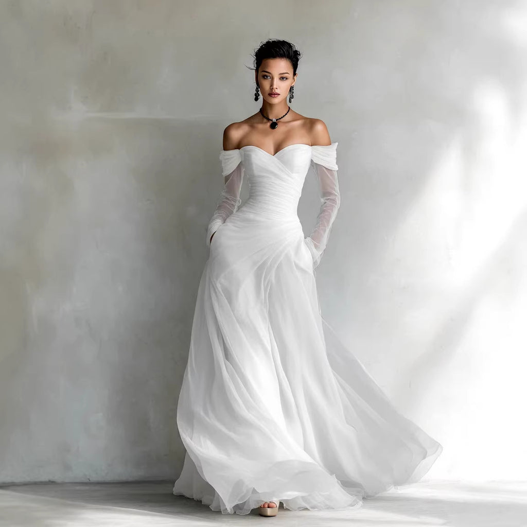 Mesh strapless long dress