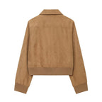 Casual collar long sleeved solid color pilot jacket