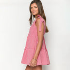 Casual Tie-Back Vest V-Neck Short Dress for Women