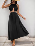 Cutout Grecian Neck Tied Back Dress